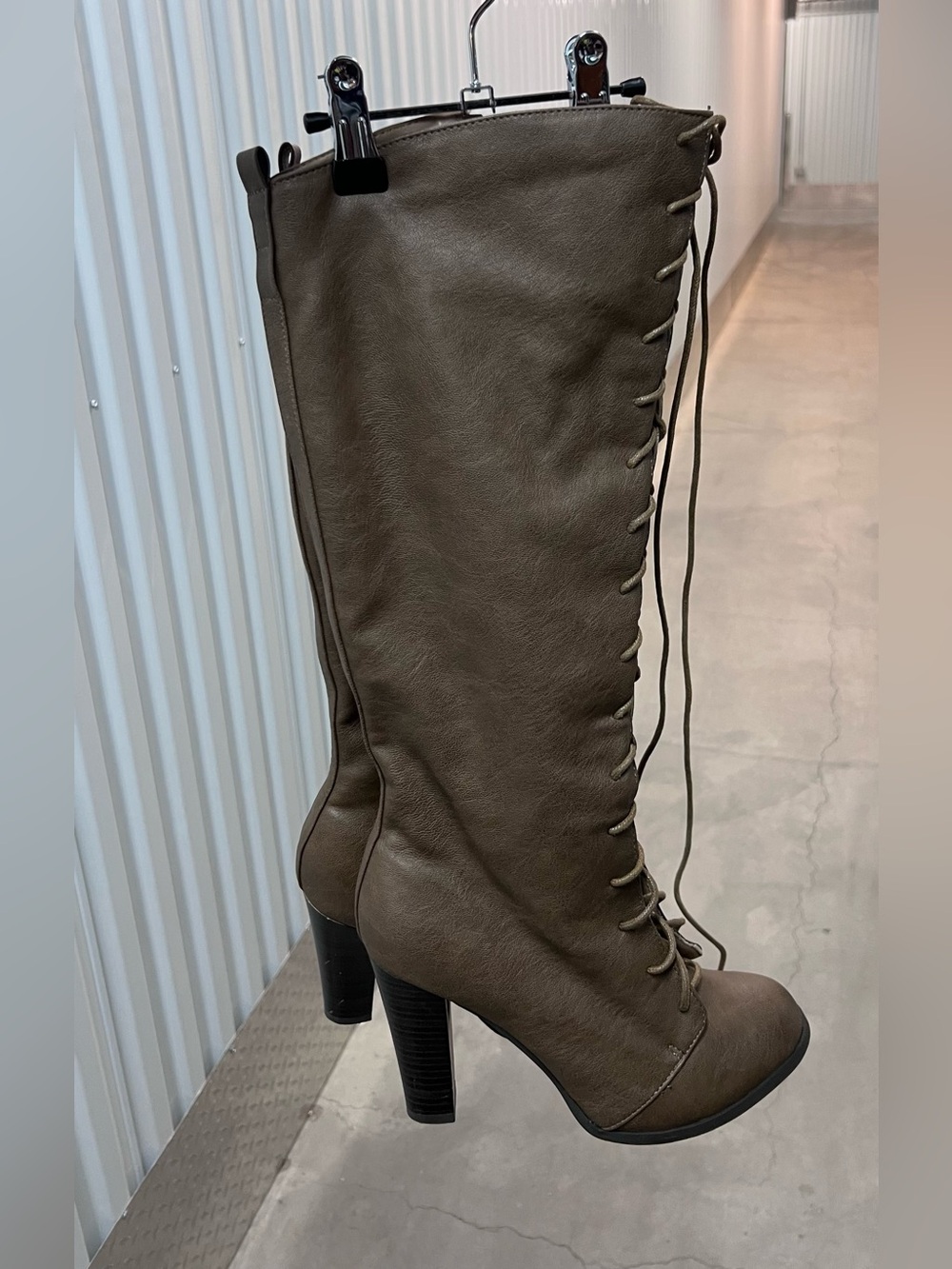 Lace-Up Knee-High Heeled Cottage Core Boots